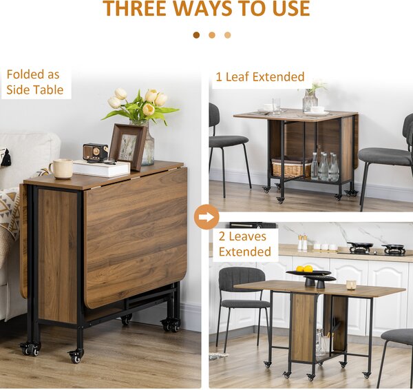 HOMCOM Six-Person Drop Leaf Dining Table - Brown/Black Aosom UK