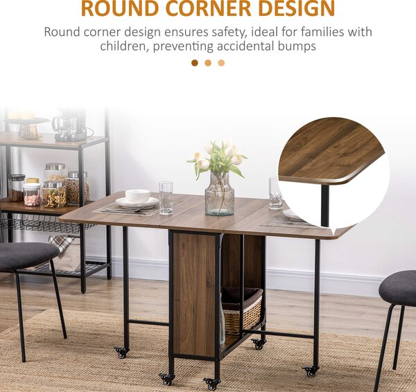 HOMCOM Six-Person Drop Leaf Dining Table - Brown/Black Aosom UK