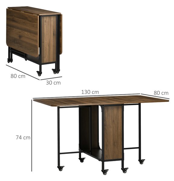 HOMCOM Six-Person Drop Leaf Dining Table - Brown/Black Aosom UK