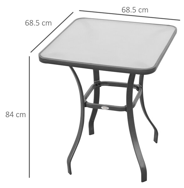 Outsunny Bar Table Bistro Square Glass Dining Kitchen Breakfast Pub Party Metal Garden Café Coffee Garden Table
