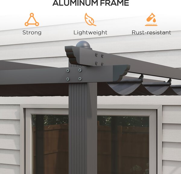 Outsunny 3 x 4m Aluminium Pergola with Retractable Roof, Garden Gazebo Canopy Sun Shade Shelter for Grill, Patio, Deck