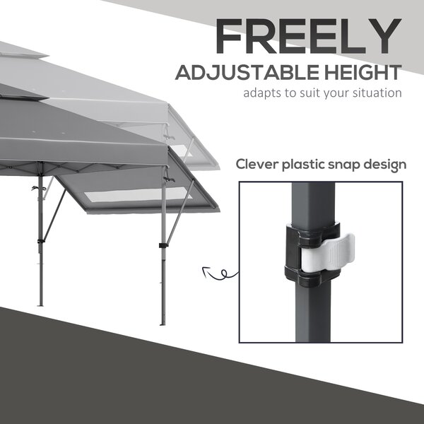 Outsunny 5 x 3(m) Pop Up Gazebo with Extend Dual Awnings, 1 Person Easy up Marquee Party Tent with 1-Button Push, Double Roof, Sandbags, Aosom UK