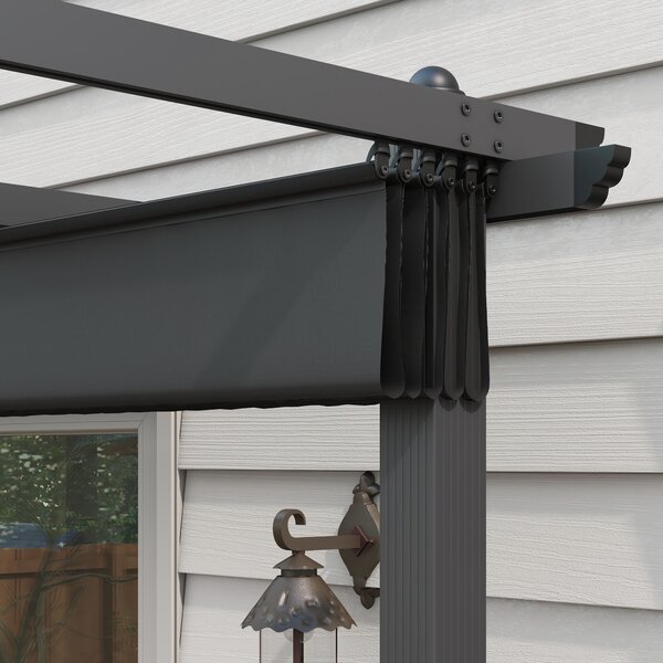 Outsunny 3 x 4m Aluminium Pergola with Retractable Roof, Garden Gazebo Canopy Sun Shade Shelter for Grill, Patio, Deck