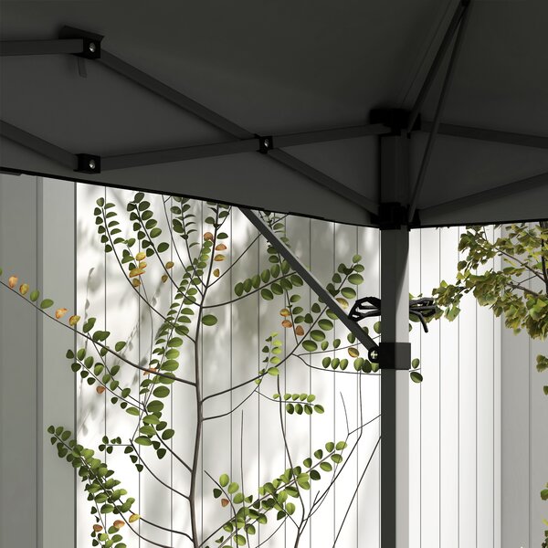 Outsunny 5 x 3(m) Pop Up Gazebo with Extend Dual Awnings, 1 Person Easy up Marquee Party Tent with 1-Button Push, Double Roof, Sandbags, Aosom UK
