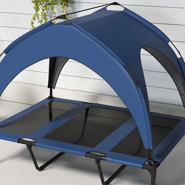PawHut Cooling Raised Pet Bed with Washable Breathable Mesh for Large Dogs, 106 x 76 x 94cm, Dark Blue Aosom UK