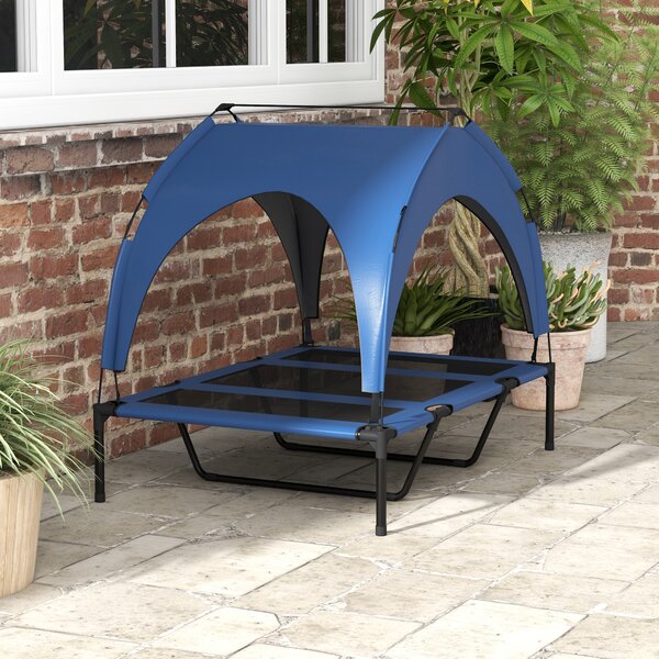 PawHut Cooling Raised Pet Bed with Washable Breathable Mesh for Large Dogs, 106 x 76 x 94cm, Dark Blue Aosom UK