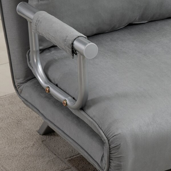HOMCOM Two-Seater Click-Clack Sofa Bed - Light Grey Aosom UK