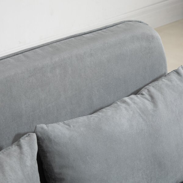 HOMCOM Two-Seater Click-Clack Sofa Bed - Light Grey Aosom UK