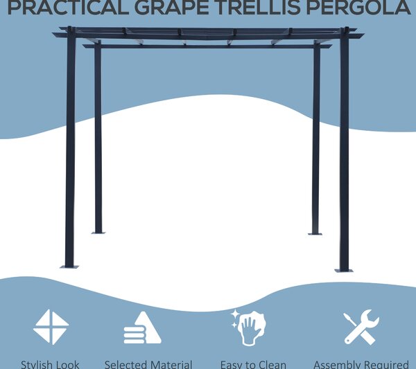 Outsunny 3 x 3 Meter Metal Pergola Gazebo Grape Trellis Climbing Plants Outdoor Sun Shelter Arbours Garden