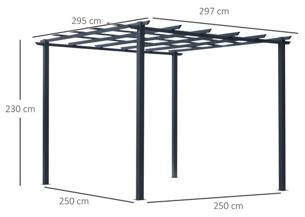 Outsunny 3 x 3 Meter Metal Pergola Gazebo Grape Trellis Climbing Plants Outdoor Sun Shelter Arbours Garden