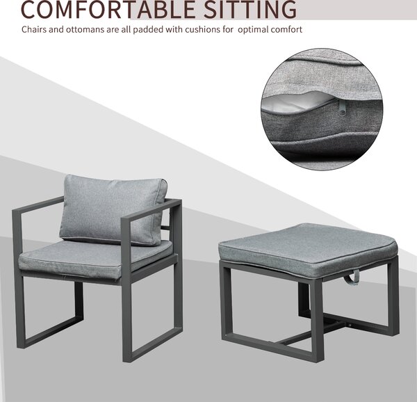 Outsunny 9PCs Patio Dining Sets 4 Chairs 4 Ottoman Cushioned Seating and Back