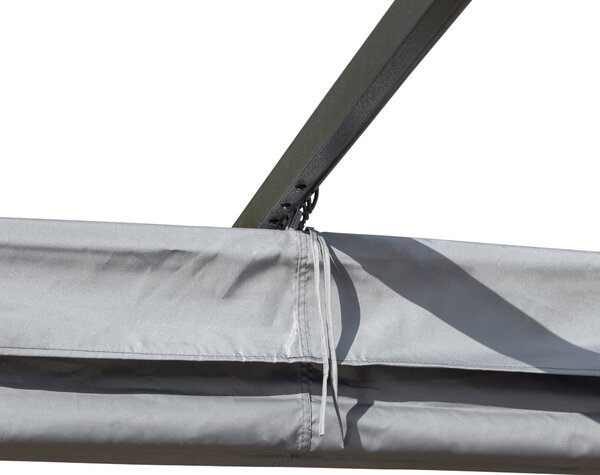 Outsunny 3 x 3m Retractable Roof Gazebo, Metal Pergola Awning Canopy for Outdoor Garden Sun Shade Shelter, Grey Aosom UK