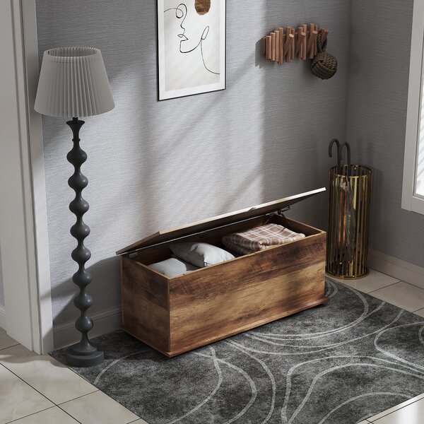 HOMCOM 113L Storage Chest, Storage Box with Flip-Top Lid and 2 Safety Hinges, Storage Trunk for Living Room, Entryway, 100 x 40 x 40cm, Grey