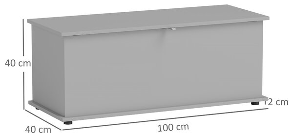 HOMCOM 113L Storage Chest, Storage Box with Flip-Top Lid and 2 Safety Hinges, Storage Trunk for Living Room, Entryway, 100 x 40 x 40 cm, Grey