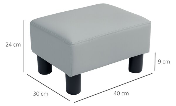 HOMCOM PU Leather Footstool with 4 Plastic Legs, Grey