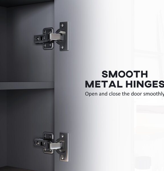 HOMCOM Bathroom Mirror Cabinet, Wall Mounted Bathroom Cabinet with Mirror, 3 Doors and Cupboards, Grey