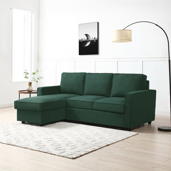 Kayden Reversible Woven Corner Storage Sofa Bed Green