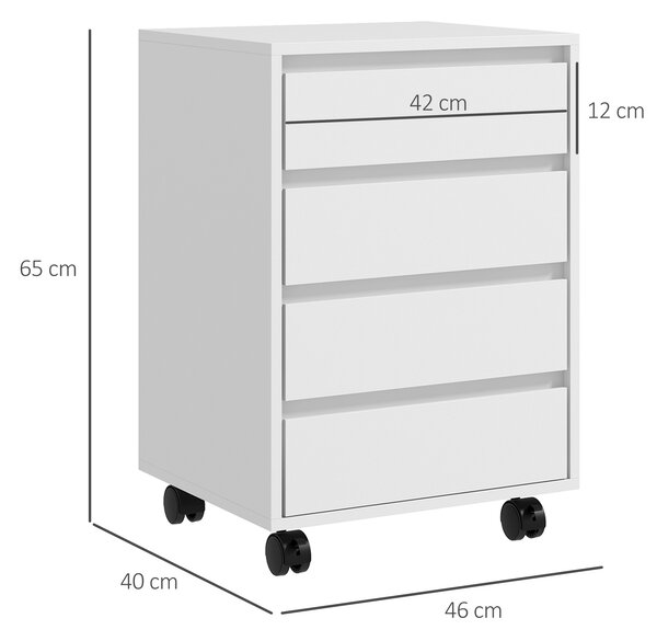 HOMCOM Four-Drawer Office Filing Cabinet, with Wheels - White