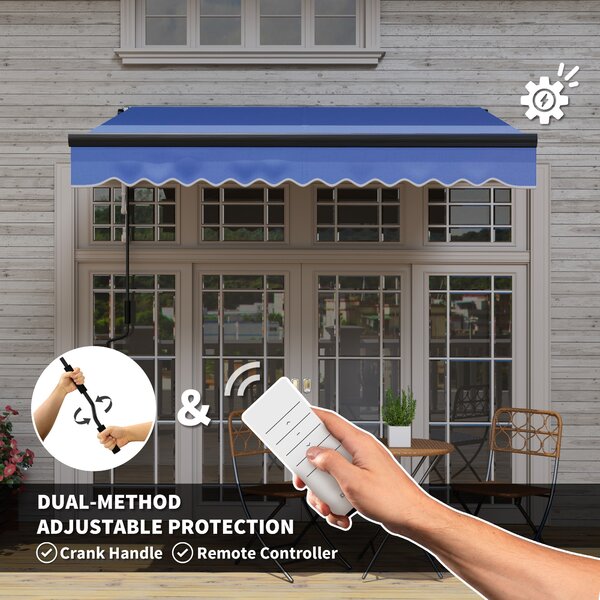 Outsunny 2.5 x 2m Electric Awning, Aluminium Frame DIY Retractable Awning, UV50+ Sun Shade Canopy for Garden Patio Deck Door Window, Blue