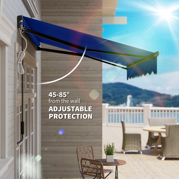 Outsunny 2.5 x 2m Electric Awning, Aluminium Frame DIY Retractable Awning, UV50+ Sun Shade Canopy for Garden Patio Deck Door Window, Blue