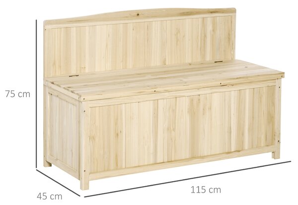 Outsunny Garden Arch Wood Bench Outdoor Storage Box Garden Furniture Chair 115L x 45W x 75Hcm Aosom UK