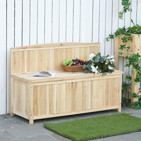 Outsunny Garden Arch Wood Bench Outdoor Storage Box Garden Furniture Chair 115L x 45W x 75Hcm Aosom UK