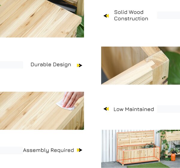 Outsunny Garden Arch Wood Bench Outdoor Storage Box Garden Furniture Chair 115L x 45W x 75Hcm Aosom UK