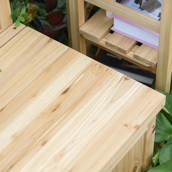 Outsunny Garden Arch Wood Bench Outdoor Storage Box Garden Furniture Chair 115L x 45W x 75Hcm Aosom UK