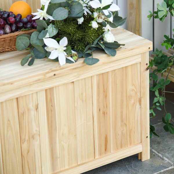Outsunny Garden Arch Wood Bench Outdoor Storage Box Garden Furniture Chair 115L x 45W x 75Hcm Aosom UK