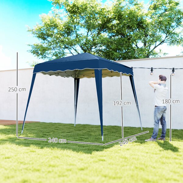 Outsunny 3 M x 3 M Base/ 2.5 M x 2.5 M Top Pop Up Gazebo with Carry Bag, Height Adjustable Party Tent for Garden, Patio Aosom UK