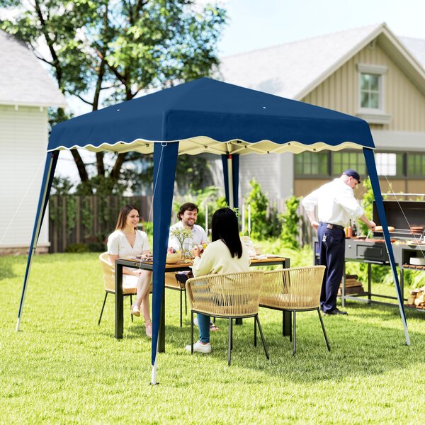 Outsunny 3 M x 3 M Base/ 2.5 M x 2.5 M Top Pop Up Gazebo with Carry Bag, Height Adjustable Party Tent for Garden, Patio Aosom UK