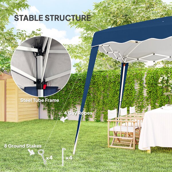Outsunny 3 M x 3 M Base/ 2.5 M x 2.5 M Top Pop Up Gazebo with Carry Bag, Height Adjustable Party Tent for Garden, Patio Aosom UK