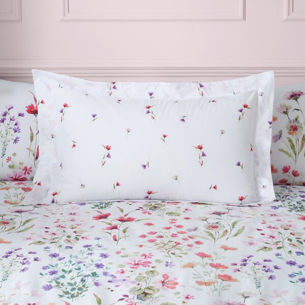 Watercoloured Floral Pink Oxford Pillowcase