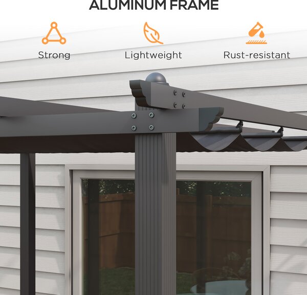Outsunny 3 x 3(m) Aluminium Pergola with Retractable Roof, Garden Gazebo Canopy Sun Shade Shelter for Grill, Patio, Deck