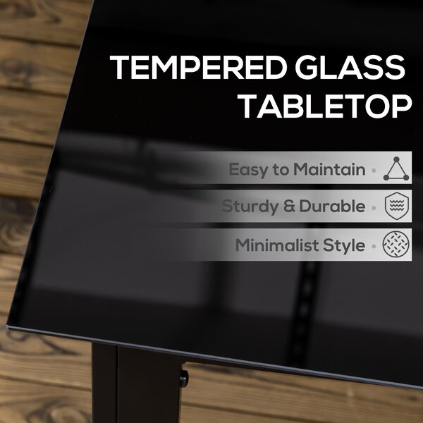 Outsunny Outdoor Dining Table for 6, Aluminium Rectangular Garden Table with Tempered Glass Tabletop for Yard, Deck, Patio, Black Aosom UK