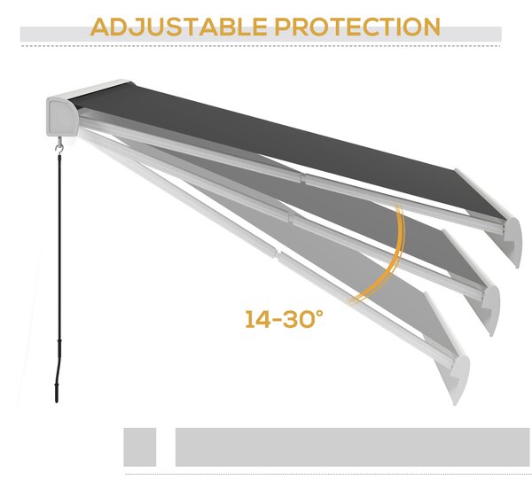 Outsunny 3 x 2.5m Electric Retractable Awning with Remote Controller, Aluminium Frame Sun Canopies for Patio Door Window