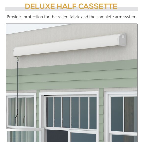 Outsunny 3 x 2.5m Electric Retractable Awning with Remote Controller, Aluminium Frame Sun Canopies for Patio Door Window