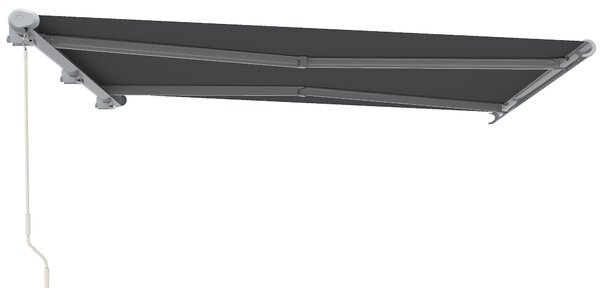 Outsunny 4 x 3 m Full Cassette Electric/Manual Retractable Awning, Sun Canopies for Patio Door Window with Remote Controller, Grey