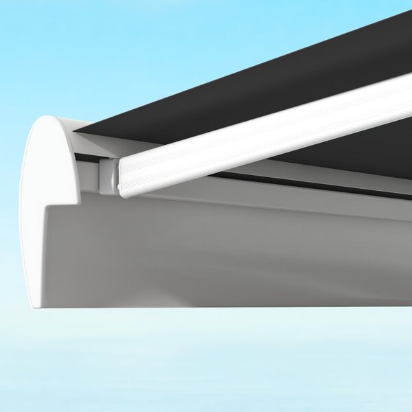 Outsunny 3 x 2.5m Electric Retractable Awning with Remote Controller, Aluminium Frame Sun Canopies for Patio Door Window