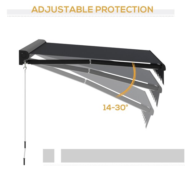 Outsunny 2.5 x 2m Electric Awning with LED Light, Aluminium Frame Retractable Awning Sun Canopies for Patio Door Window Aosom UK
