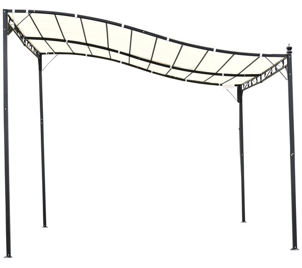 Outsunny Elegant Pergola Gazebo Metal Frame Elegant Scrolling Weather-Resistant Canopy Sun Rain Shade Outdoor Shelter 3x3(m), Cream White Aosom UK