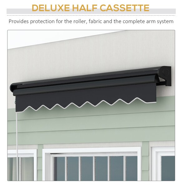 Outsunny 2.5 x 2m Electric Awning with LED Light, Aluminium Frame Retractable Awning Sun Canopies for Patio Door Window Aosom UK