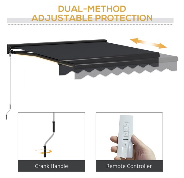 Outsunny 2.5 x 2m Electric Awning with LED Light, Aluminium Frame Retractable Awning Sun Canopies for Patio Door Window Aosom UK