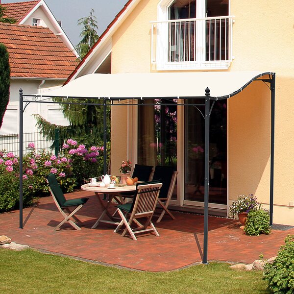 Outsunny Elegant Pergola Gazebo Metal Frame Elegant Scrolling Weather-Resistant Canopy Sun Rain Shade Outdoor Shelter 3x3(m), Cream White Aosom UK