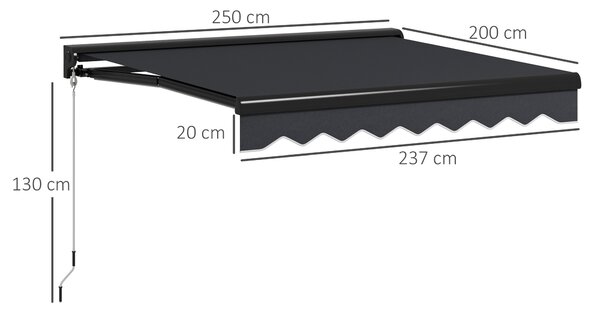 Outsunny 2.5 x 2m Electric Awning with LED Light, Aluminium Frame Retractable Awning Sun Canopies for Patio Door Window Aosom UK