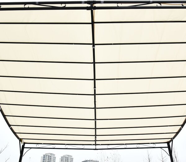 Outsunny Elegant Pergola Gazebo Metal Frame Elegant Scrolling Weather-Resistant Canopy Sun Rain Shade Outdoor Shelter 3x3(m), Cream White Aosom UK