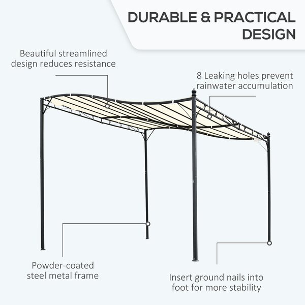 Outsunny Elegant Pergola Gazebo Metal Frame Elegant Scrolling Weather-Resistant Canopy Sun Rain Shade Outdoor Shelter 3x3(m), Cream White Aosom UK