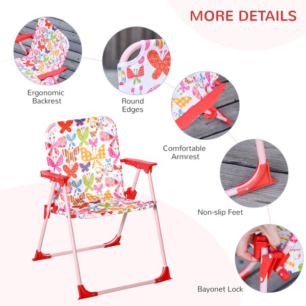 Outsunny Kids Folding Picnic Table and Chairs Set Color Stripes Outdoor w/ Parasol Aosom UK