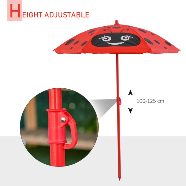 Outsunny Kids Folding Picnic Table and Chairs Set Ladybug Pattern Outdoor w/ Parasol Aosom UK