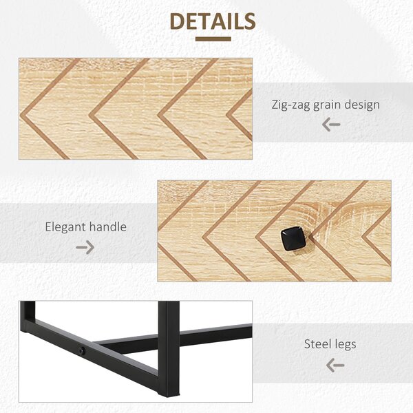 HOMCOM 6 Drawer Chest Sideboard Cabinet Storage Unit Hallway Bedroom Livingroom Zig Zag Design w/ Black Metal Handles Anti Tip 71x120cm Aosom UK